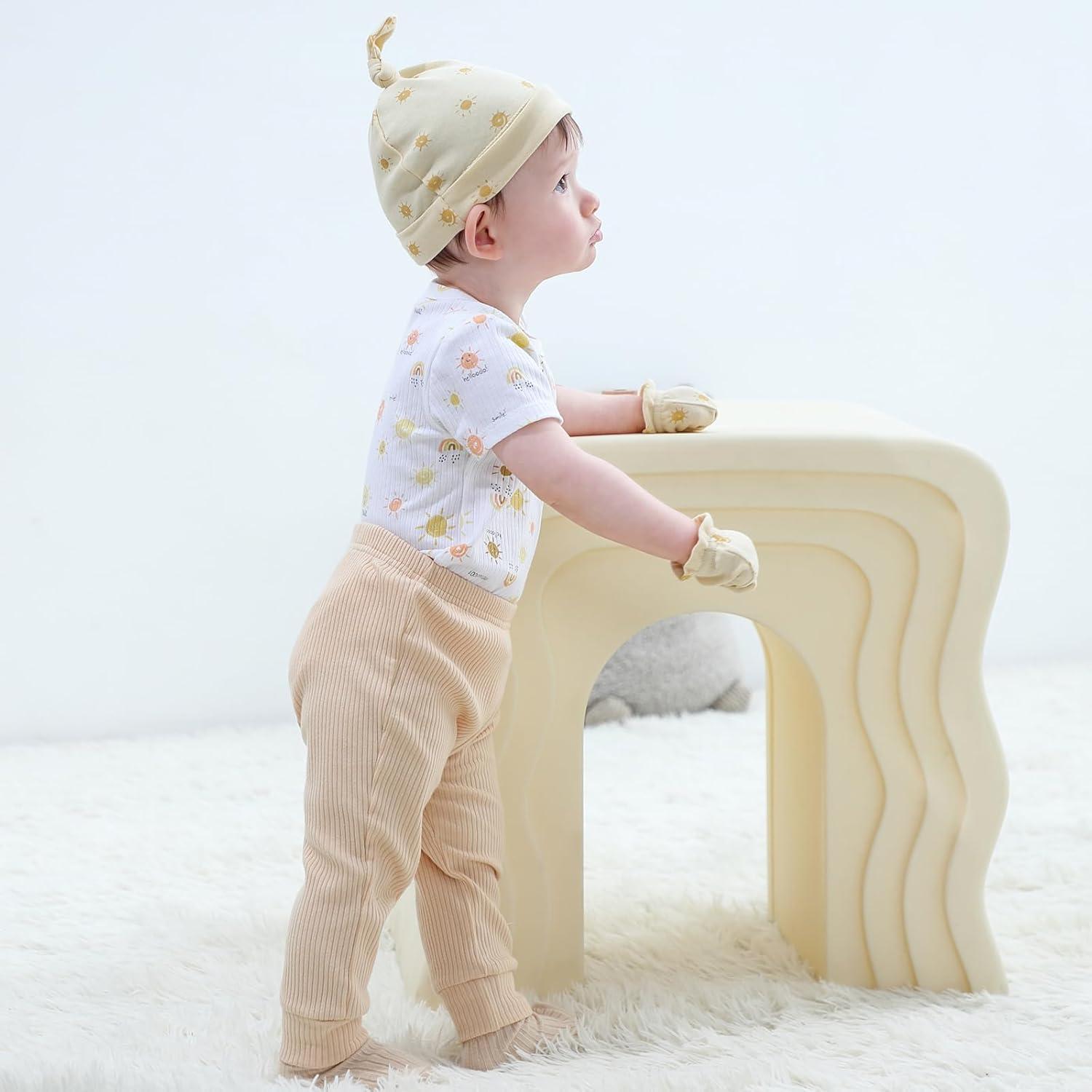 imageBaby Bodysuit and Pant Set 6pcs Ribbed Soft Infant Boy Girl Clothes OutfitsSunny Flowers Set 6 Pieces