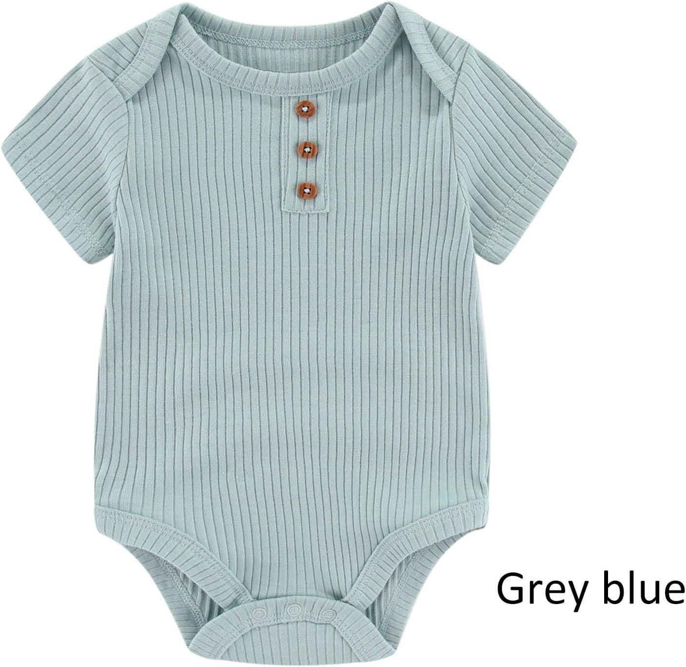imageBaby Bodysuit and Pant Set Summer Ribbed Mix Match Infant Boy Girl Clothes OutfitsGray Blue Dinosaur Ribbed 10 Pieces