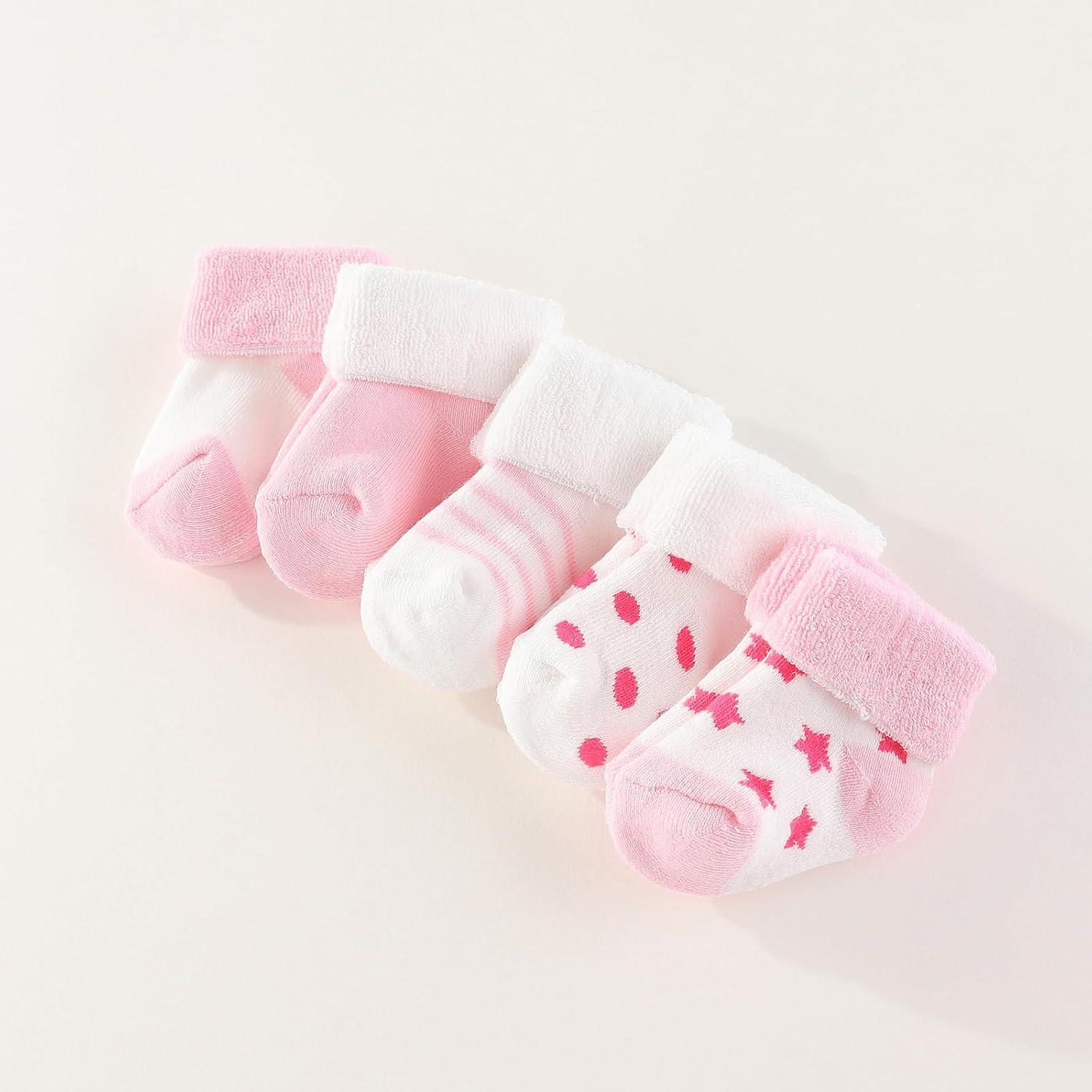 imageBaby Hats Mittens and Socks Set Cotton Newborn Hat Beanie Soft Infant Girls Boys Caps Gloves 06 monthBunny Accessory Set 1 Pink Terry Socks