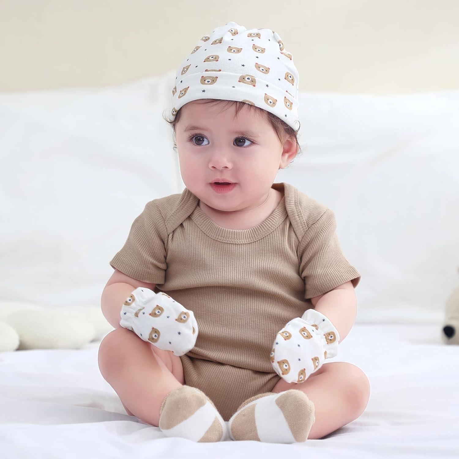 imageBaby Hats Mittens and Socks Set Cotton Newborn Hat Beanie Soft Infant Girls Boys Caps Gloves 06 monthNavy Blue Accessory Set 1 Navy Terry Socks