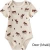 Baby Bodysuit Boy Girl Clothes Soft Newborn Infant Outfit Short Sleeve Romper(Beige/Red/Animal)