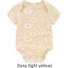 Baby Bodysuit Boy Girl Clothes Soft Newborn Infant Outfit Short Sleeve Romper(Sun/Yellow/Flower)