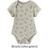 Baby Bodysuit Boy Girl Clothes Soft Newborn Infant Outfit Short Sleeve Romper(White Sail/Yellow/Bicycle)
