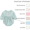 Baby Girl Clothes Cotton Bubble Romper Floral Bodysuits Infant Outfit Set(Long-sleeved Blue/Light Blue Floral)