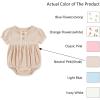 Baby Girl Outfit Cotton Bubble Romper Floral Dress Infant Girls Clothes 3-pack(Beige/Orange Floral/Light Khaki Short-sleeved)