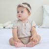 Baby Girl Outfit Cotton Bubble Romper Floral Dress Infant Girls Clothes 3-pack(Beige/Orange Floral/Light Khaki Short-sleeved)