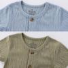 Baby Girl Romper Button Jumpsuit Summer Infant Boy Clothes for 0-24 Months(Dark Green/Blue)
