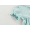 Baby Girls Clothes Set Cotton Floral Bodysuit Dress with Headpiece for 3-24 Months(Blue Jumpsuit + Bow)