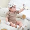 Baby Hats Mittens and Socks Set Cotton Newborn Hat Beanie Soft Infant Girls Boys Caps Gloves 0-6 month(Bear Accessory Set 2+khaki Terry Socks)