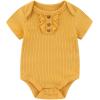 Newborn Baby Bodysuit 5 Pack Soft Ribbed One-Piece Outfit Clothes Sets 0-12 Month(Yellow Bodysut 5-piece Beige/Yellow/White)