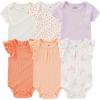 Baby Bodysuit 6 Pack Soft Mixed Ribbed Short Sleeve Romper Infant Boy Girl Clothes Set(Baby Bodysuit 6-piece Butterfly/Purple/Orange)