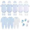 New Born Baby Clothes and Newborn Boy Girl Essentials Accessories Layette Set(Two Way Zipper Blue 23 Piece Set)