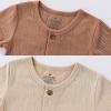 Ruliby Baby Girl Romper Button Jumpsuit Summer Infant Boy Clothes for 0-24 Months(Brown/Khaki)