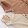Ruliby Baby Girl Romper Button Jumpsuit Summer Infant Boy Clothes for 0-24 Months(Brown/Khaki)