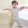 Ruliby Baby Girl Romper Button Jumpsuit Summer Infant Boy Clothes for 0-24 Months(Khaki/Flower)