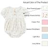Ruliby Baby Girl Outfit Cotton Bubble Romper Floral Dress Infant Girls Clothes 3-pack(Blue Floral/Blue/Beige Short-sleeved)