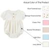 Ruliby Baby Girl Outfit Cotton Bubble Romper Floral Dress Infant Girls Clothes 3-pack(Blue Floral/Blue/Beige Short-sleeved)