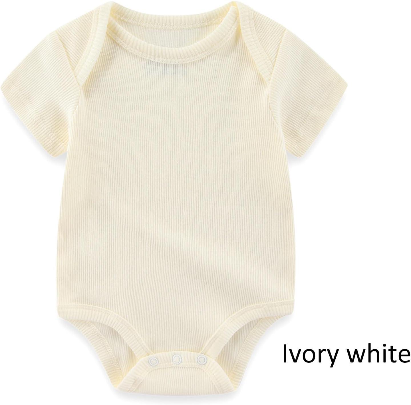 imageRuliby Baby Bodysuit 6 Pack Soft Mixed Ribbed Short Sleeve Romper Infant Boy Girl Clothes SetBaby Bodysuit 6piece BlueGrayKhakiGreen