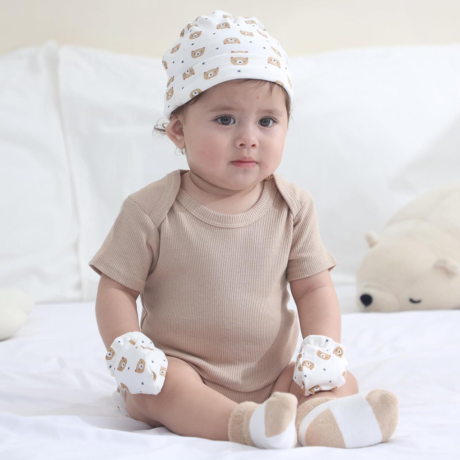 imageRuliby Baby Bodysuit 6 Pack Soft Mixed Ribbed Short Sleeve Romper Infant Boy Girl Clothes SetBaby Bodysuit 6piece SolidLight KhakiDeer