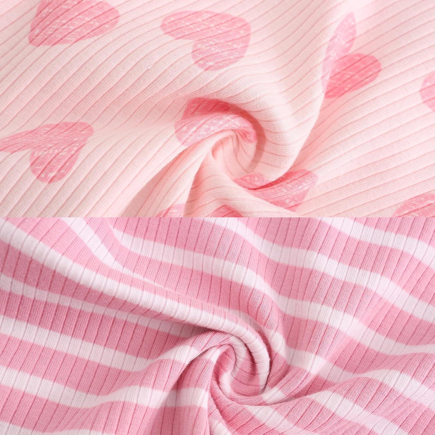 imageRuliby Baby Bodysuit Boy Girl Clothes Soft Newborn Infant Outfit Short Sleeve RomperLovePinkStripes