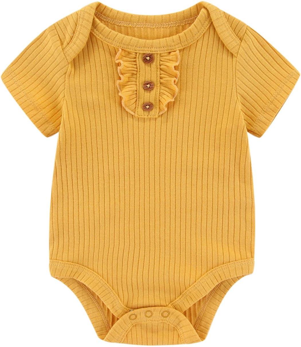 imageRuliby Baby Bodysuit Boy Girl Clothes Soft Newborn Infant Outfit Short Sleeve RomperSunYellowFlower