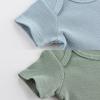 Ruliby Baby Bodysuit Boy Girl Clothes Soft Newborn Infant Outfit Short Sleeve Romper(Blue/Green/Gray)