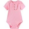 Ruliby Baby Bodysuit Boy Girl Clothes Soft Newborn Infant Outfit Short Sleeve Romper(Love/Pink/Stripes)