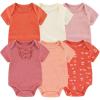 Ruliby Baby Bodysuit 6 Pack Soft Mixed Ribbed Short Sleeve Romper Infant Boy Girl Clothes Set(Baby Bodysuit 6-piece Solid/Red/Sun)