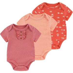 Ruliby Baby Bodysuit Boy Girl Clothes Soft Newborn Infant Outfit Short Sleeve Romper(Sun/Red/Orange)