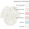 Ruliby Baby Girl Clothes Cotton Bubble Romper Floral Bodysuits Infant Outfit Set(Long-sleeved Blue/Light Blue Floral)