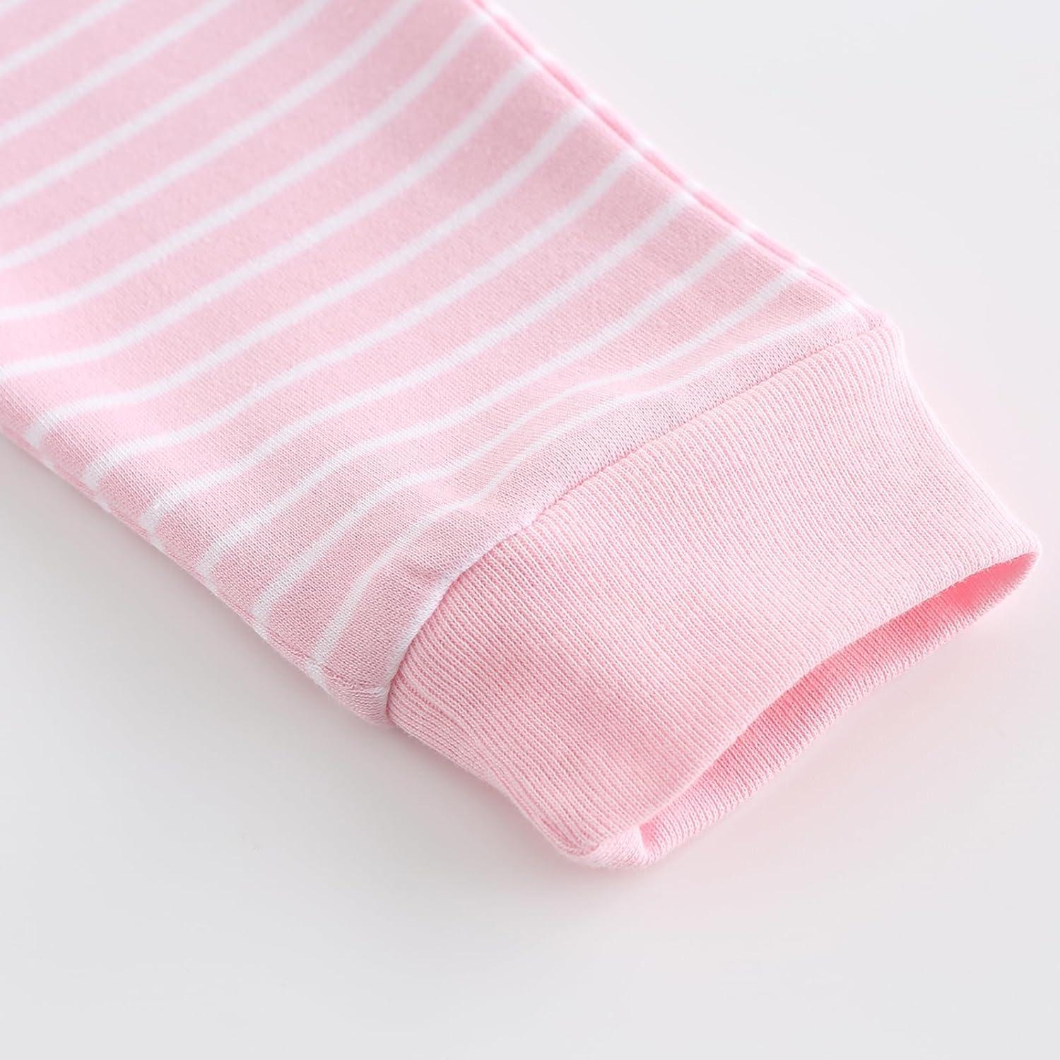 imageRuliby Baby Bodysuit and Pant Set 10pcs Cotton Soft Newborn Boy Girl Clothes OutfitsLight Pink Star Stripe Set 10 Pieces
