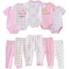 Ruliby Baby Bodysuit and Pant Set 10-pcs Cotton Soft Newborn Boy Girl Clothes Outfits(Pink Bunny Set 10 Pieces)