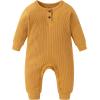 Ruliby Baby Bodysuit Ribbed Romper 5-pcs Soft Unisex Boy Girl Outfit Clothes Set 0-12 momth(5-piece Romper Sun/Yellow/Flower)