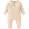 Ruliby Baby Bodysuit Ribbed Romper 5-pcs Soft Unisex Boy Girl Outfit Clothes Set 0-12 momth(5-piece Romper Sun/Yellow/Flower)