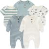 Ruliby Baby Bodysuit Ribbed Romper 5-pcs Soft Unisex Boy Girl Outfit Clothes Set 0-12 momth(5-piece Romper White/Ivory/Red/Pink)