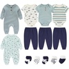 Ruliby Baby Bodysuit and Pant Sets Ribbed Romper Soft Newborn Boy Girl Clothes Outfits Layette Gift Set(Starfish/Gray Blue/Navy)