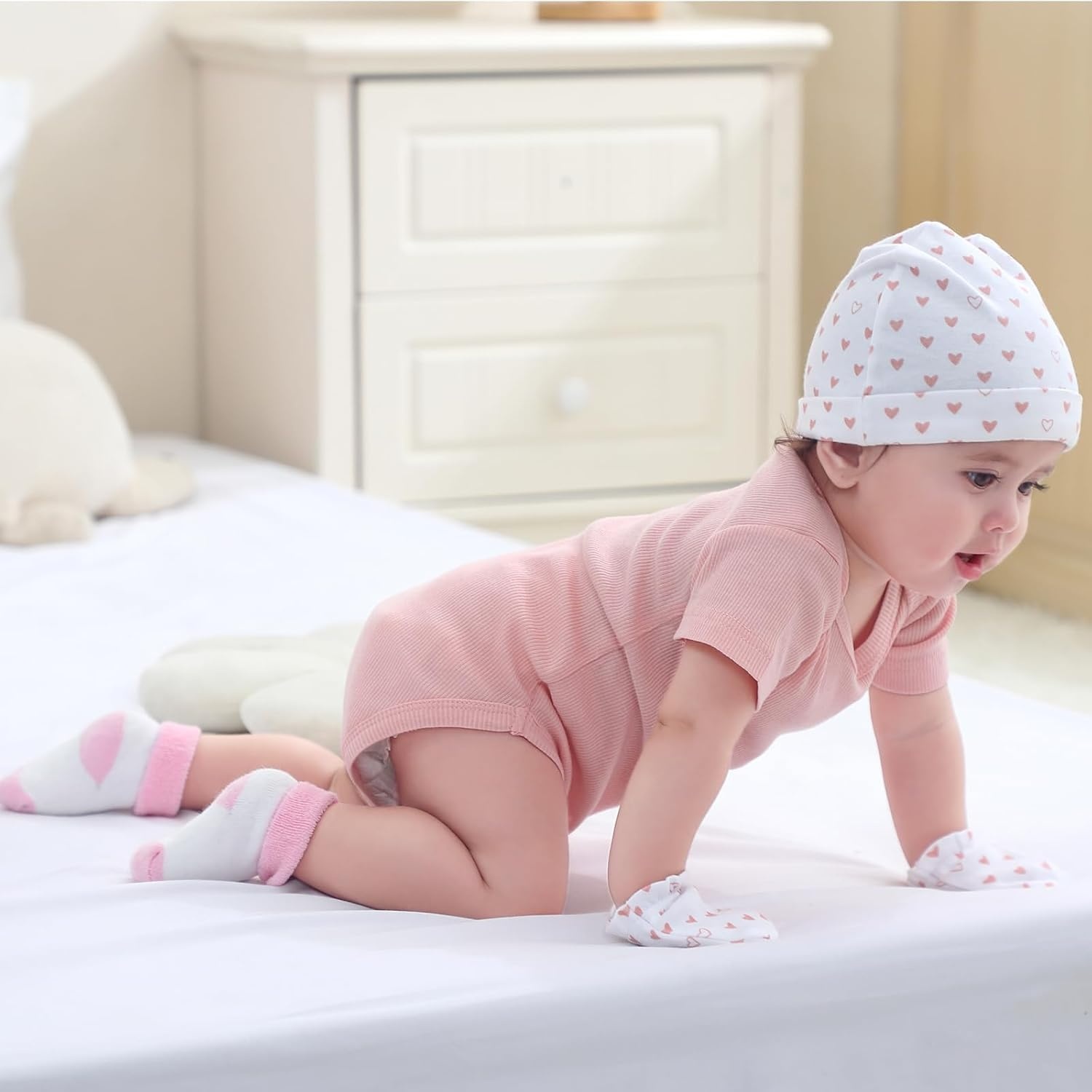 image:imageRuliby Baby Bodysuits and Zip Romper Pants Set Cotton Newborn Clothes Unisex outfits layette gift bundle setshort sleeved long sleeved mixed snap button and 2way zip romperFoxPinkStripe