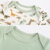 Ruliby Newborn Baby Bodysuit 5 Pack Soft Ribbed One-Piece Outfit Clothes Sets 0-12 Month(Green Bodysut 5-piece Beige/Green/White)