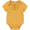 Ruliby Newborn Baby Bodysuit 5 Pack Soft Ribbed One-Piece Outfit Clothes Sets 0-12 Month(Yellow Bodysut 5-piece Beige/Yellow/White)