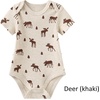 Ruliby Baby Bodysuit and Pant Set 6-pcs Ribbed Soft Infant Boy Girl Clothes(Elk Light Khaki Set 6 Pieces)