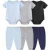 Ruliby Baby Bodysuit and Pant Set 6-pcs Ribbed Soft Infant Boy Girl Clothes(Navy Blue Black Grey Set 6 Pieces)
