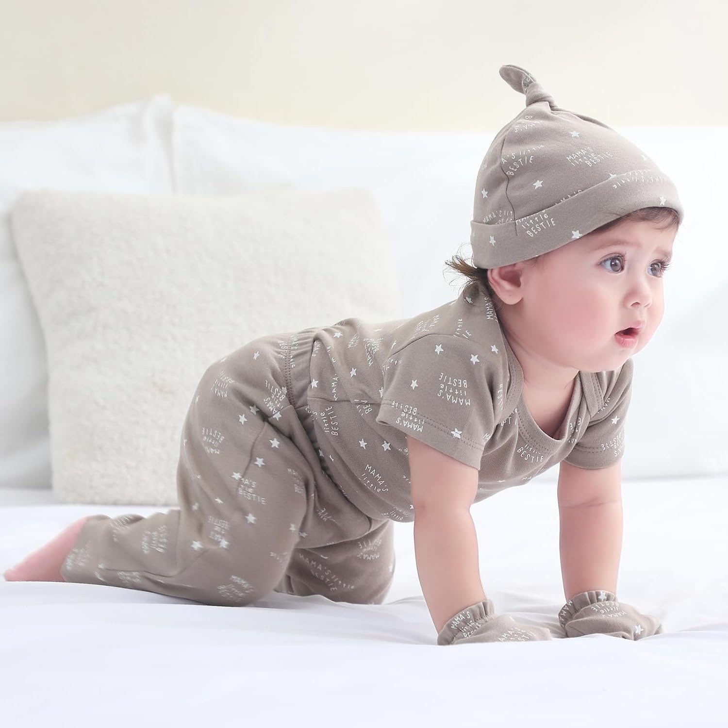 image:imageRuliby Baby Bodysuit and Pant Set 10pcs Cotton Soft Newborn Clothes OutfitCoffee Stripe Set 10 Pieces