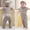 Ruliby Baby Bodysuit and Pant Set 10-pcs Cotton Soft Newborn Clothes Outfit(Coffee Stripe Set 10 Pieces)