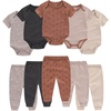 Ruliby Baby Bodysuit and Pant Set 10-pcs Cotton Soft Newborn Clothes Outfit(Coffee Stripe Set 10 Pieces)
