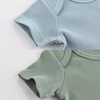 Ruliby Baby Bodysuit Newborn Boy Girl Clothes Soft Rib Short Sleeve Romper(Blue/Green/Gray)