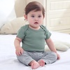 Ruliby Baby Bodysuit Newborn Boy Girl Clothes Soft Rib Short Sleeve Romper(Blue/Green/Gray)