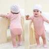 Ruliby Baby Bodysuit Newborn Boy Girl Clothes Soft Rib Short Sleeve Romper(Pink/Yellow/Khaki)