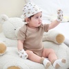 Ruliby Baby Bodysuit Newborn Boy Girl Clothes Soft Rib Short Sleeve Romper(White/Grey/Khaki)