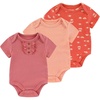 Ruliby Baby Bodysuit Newborn Boy Girl Clothes Soft Rib Short Sleeve Romper(Sun/Red/Orange)